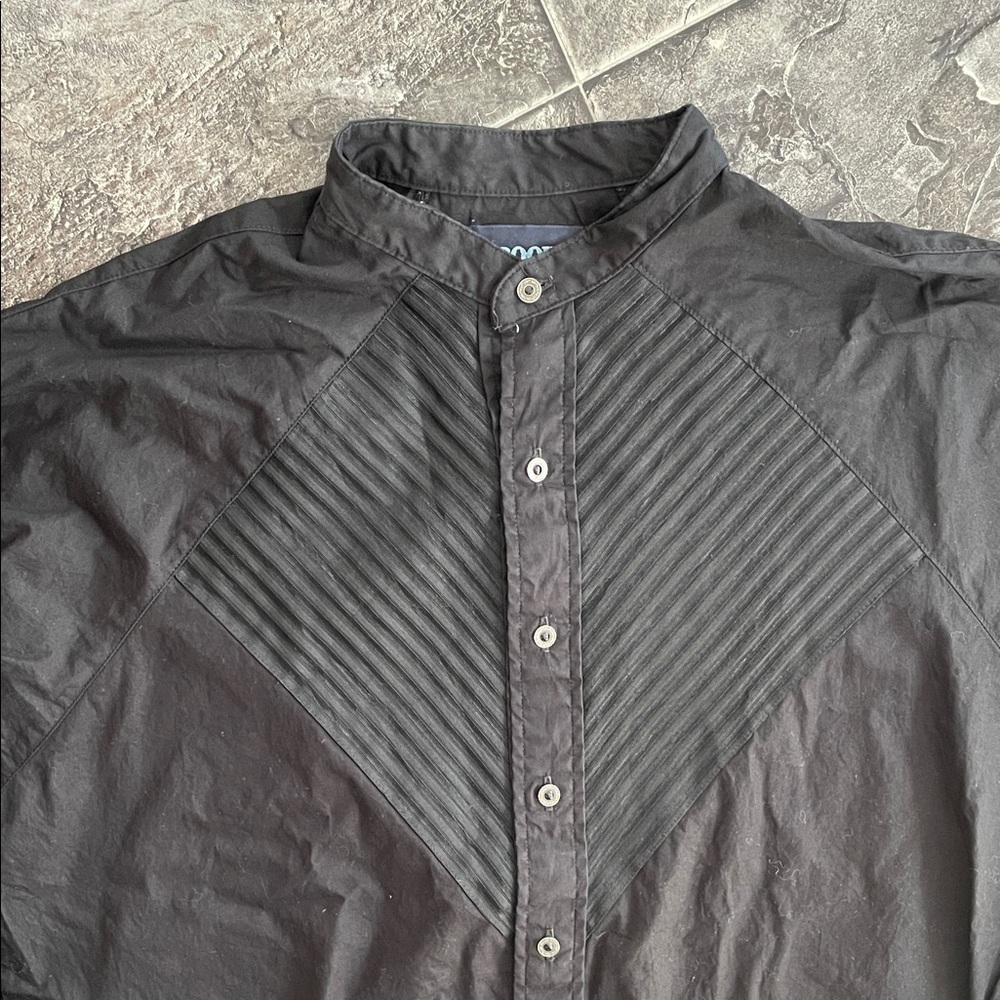 BROOKS & DUNN PANHANDLE Slim Black Collarless Western Rodeo Shirt Ribbed Detail